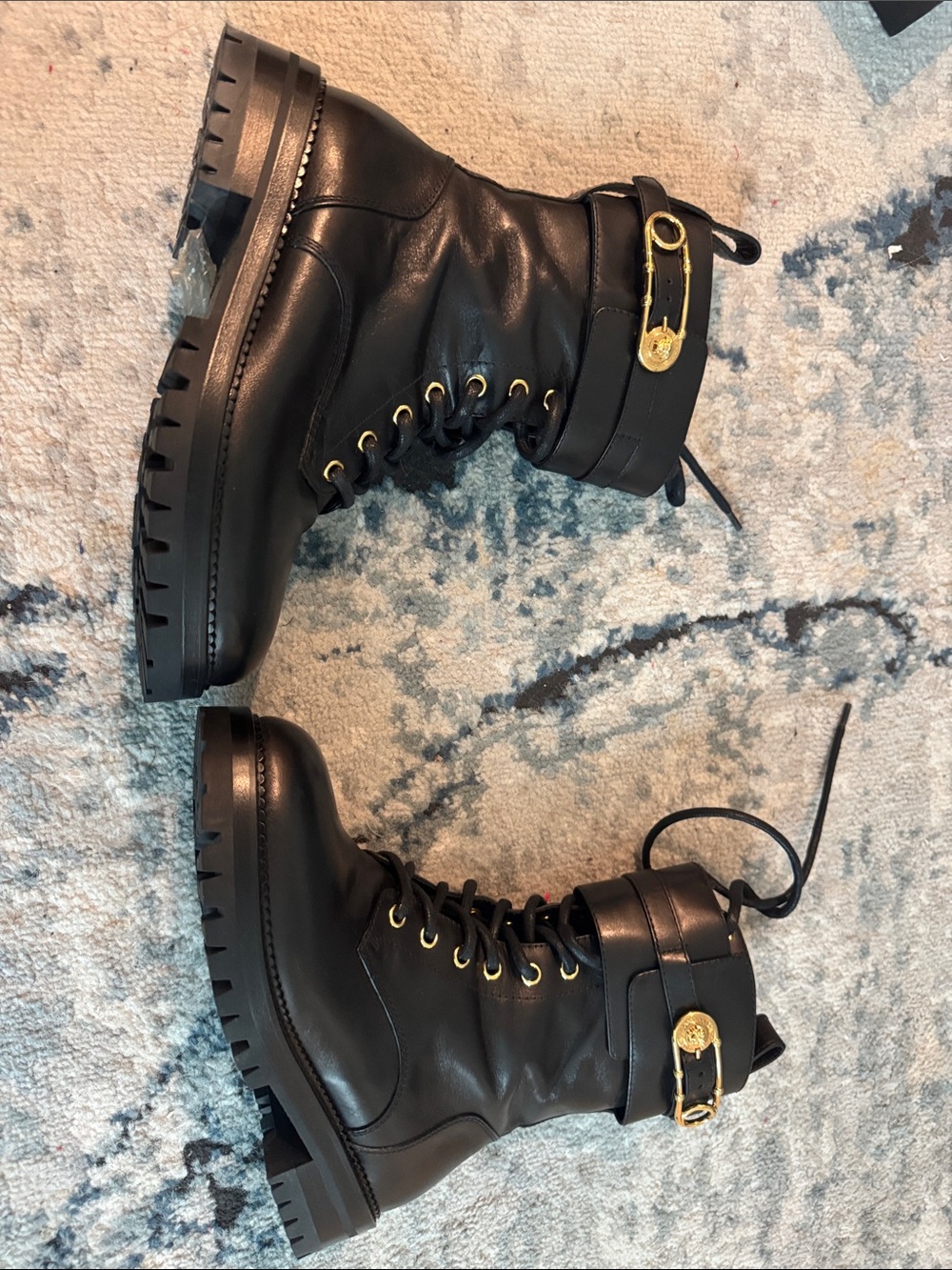 New nwt Versace Black combat boots comes with box and dust bags! Size 36